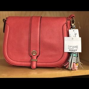 Liz Clairbone Crossbody Bag Flap Saddle New